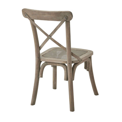 Cross Back Dining Chair | Description The Cross Back Dining Chair is perfect for the modern farmhouse look. Featuring a solid hardwood frame and a brown rustic finish, this chair provides a sturdy and stylish addition to any dining space. Product Specific