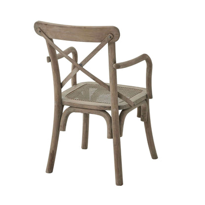 Cross Back Carver Dining Chair | Description Our Cross Back Carver Dining Chair is made of solid wood, with a brown rush seat and a cross back design. Its sturdy frame ensures durability and makes it ideal for any dining area. Product Specification Length