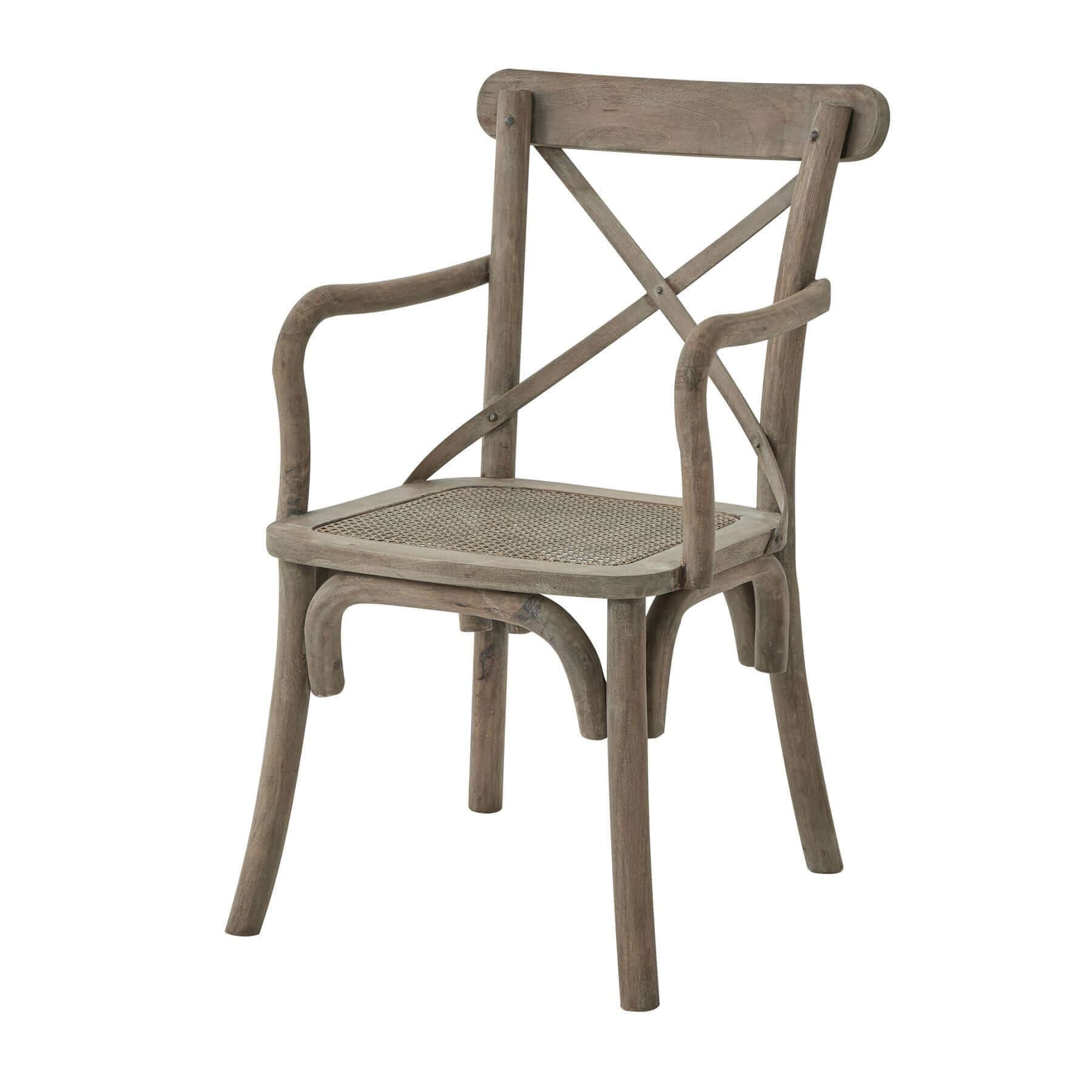 Cross Back Carver Dining Chair | Description Our Cross Back Carver Dining Chair is made of solid wood, with a brown rush seat and a cross back design. Its sturdy frame ensures durability and makes it ideal for any dining area. Product Specification Length