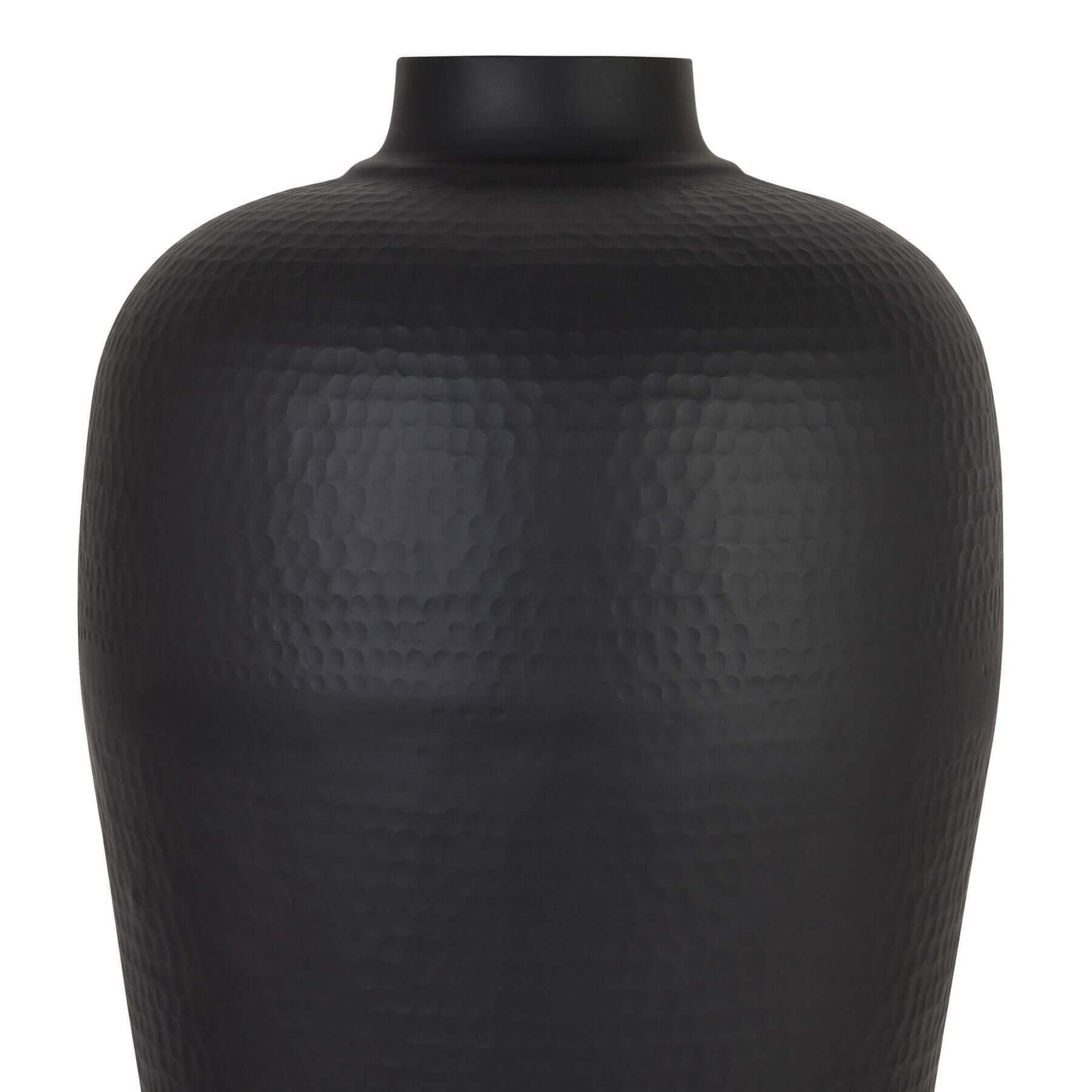 Medium Hammered Vase | Description Discover the sleek style of the Medium Hammered Vase in matt black, crafted by hand from durable steel. Perfect for displaying floor standing with twisted hazel branches, this contemporary vase brings a touch of elegance