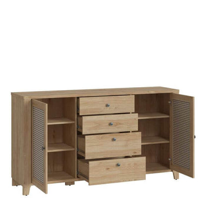 Cestino 2 Door 4 Drawer Sideboard | Description Our two-door, four-drawer sideboard offers reliable storage and a stylish look for any room. Each drawer comes equipped with a silent ball mechanism and full extension, while the metal handles and hinges ens