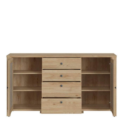 Cestino 2 Door 4 Drawer Sideboard | Description Our two-door, four-drawer sideboard offers reliable storage and a stylish look for any room. Each drawer comes equipped with a silent ball mechanism and full extension, while the metal handles and hinges ens