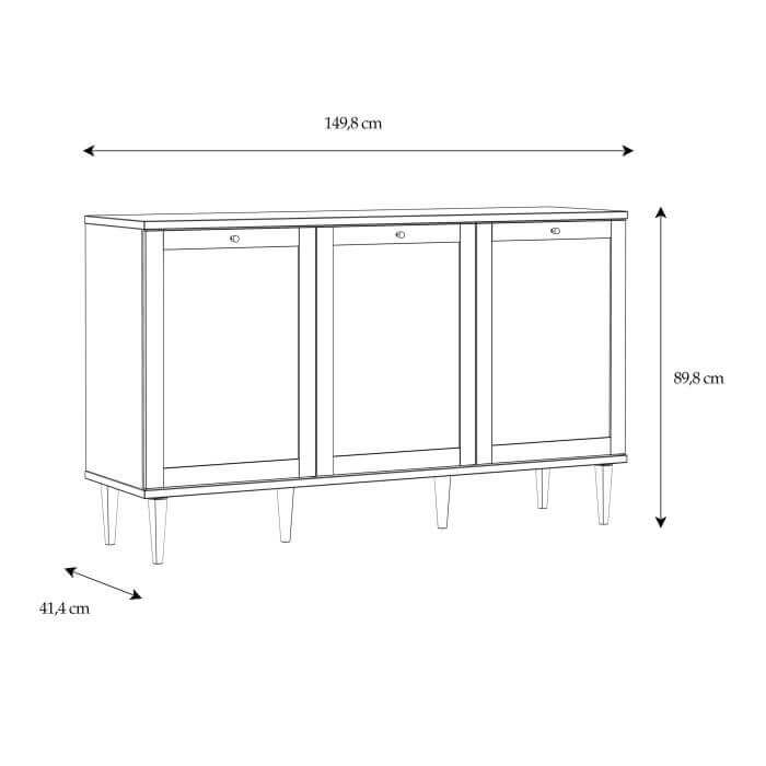 Calasetta 3 Door Sideboard in Rattan | Description The Calasetta Sideboard is a beautifully crafted furniture set, showcasing a mesmerizing rattan-like appearance. Its versatile design makes it a perfect addition to any living or dining space, seamlessly