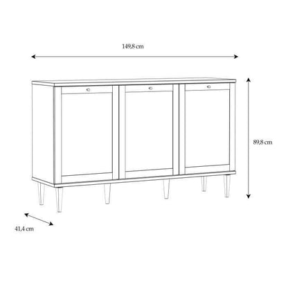 Calasetta 3 Door Sideboard in Rattan | Description The Calasetta Sideboard is a beautifully crafted furniture set, showcasing a mesmerizing rattan-like appearance. Its versatile design makes it a perfect addition to any living or dining space, seamlessly