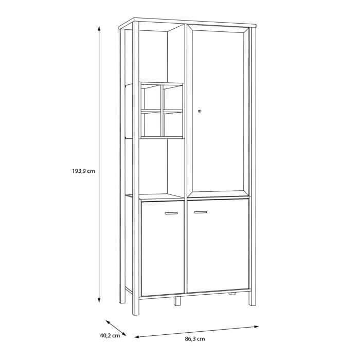 High Rock Display Cabinet | Description High Rock features a captivating and contemporary design, combining Riviera Oak decor with deep black accents to create a unique and eye-catching piece. In addition to its stunning appearance, High Rock is also high