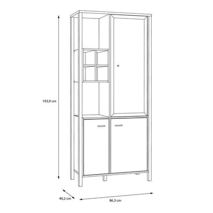 High Rock Display Cabinet | Description High Rock features a captivating and contemporary design, combining Riviera Oak decor with deep black accents to create a unique and eye-catching piece. In addition to its stunning appearance, High Rock is also high