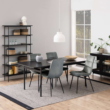 Angus Black Dining Table | Angus Black Dining Table - Modern, Sleek, and Stylish Description The Angus Black Dining Table brings a cool, modern touch to any living space with its sleek lines and lightweight construction. Supported by powder-coated metal l