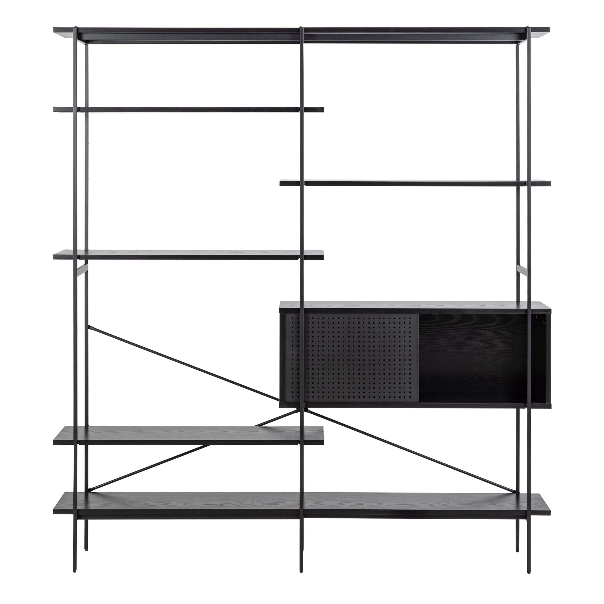 Angus Black Shelf Wall Unit Large | Elevate Your Space with the Angus Black Shelf Wall Unit Large Description Introducing the Angus Black Shelf Wall Unit Large, a modern and asymmetrical masterpiece designed to showcase your items with unparalleled flair.