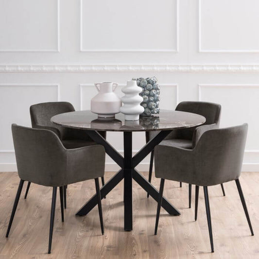 Heaven Brown Marble Top Dining Table