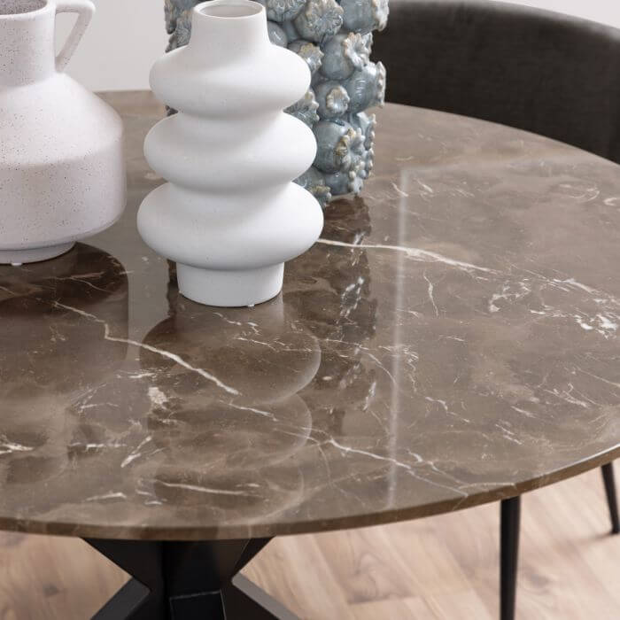 Heaven Brown Marble Top Dining Table